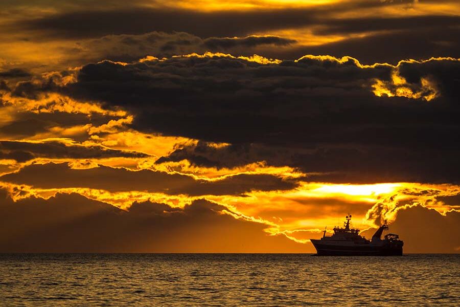 Sailing from Iceland to Greenland and see fishing ships