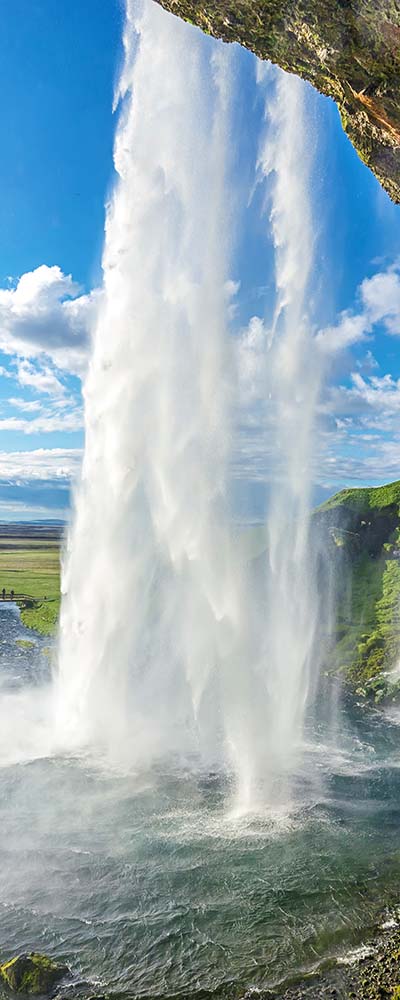 at the back of seljalandsfoss in iceland